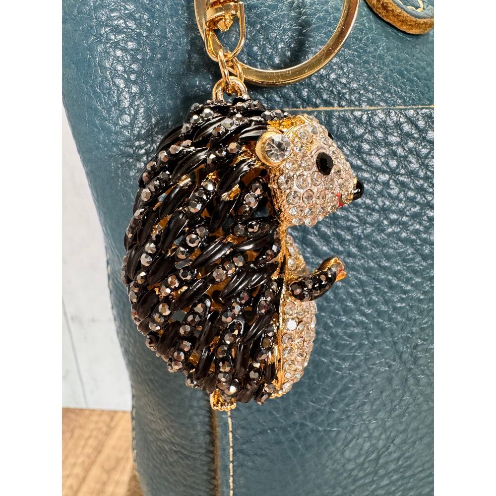 Hedgehog Metal Beaded Purse Charm Hedgehog Cute Accessory - Picture 2 of 5